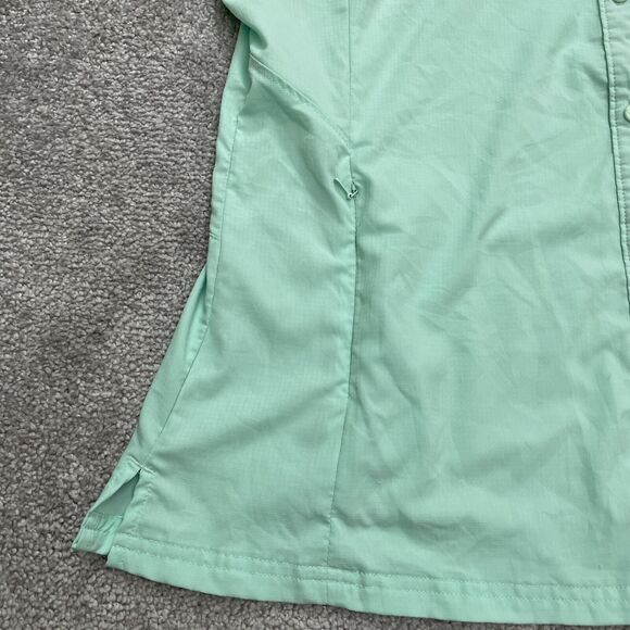 Columbia PFG Tamiami Active Shirt Womens Xl Green Short Sleeve Zip Pocket Casual - Picture 5 of 13